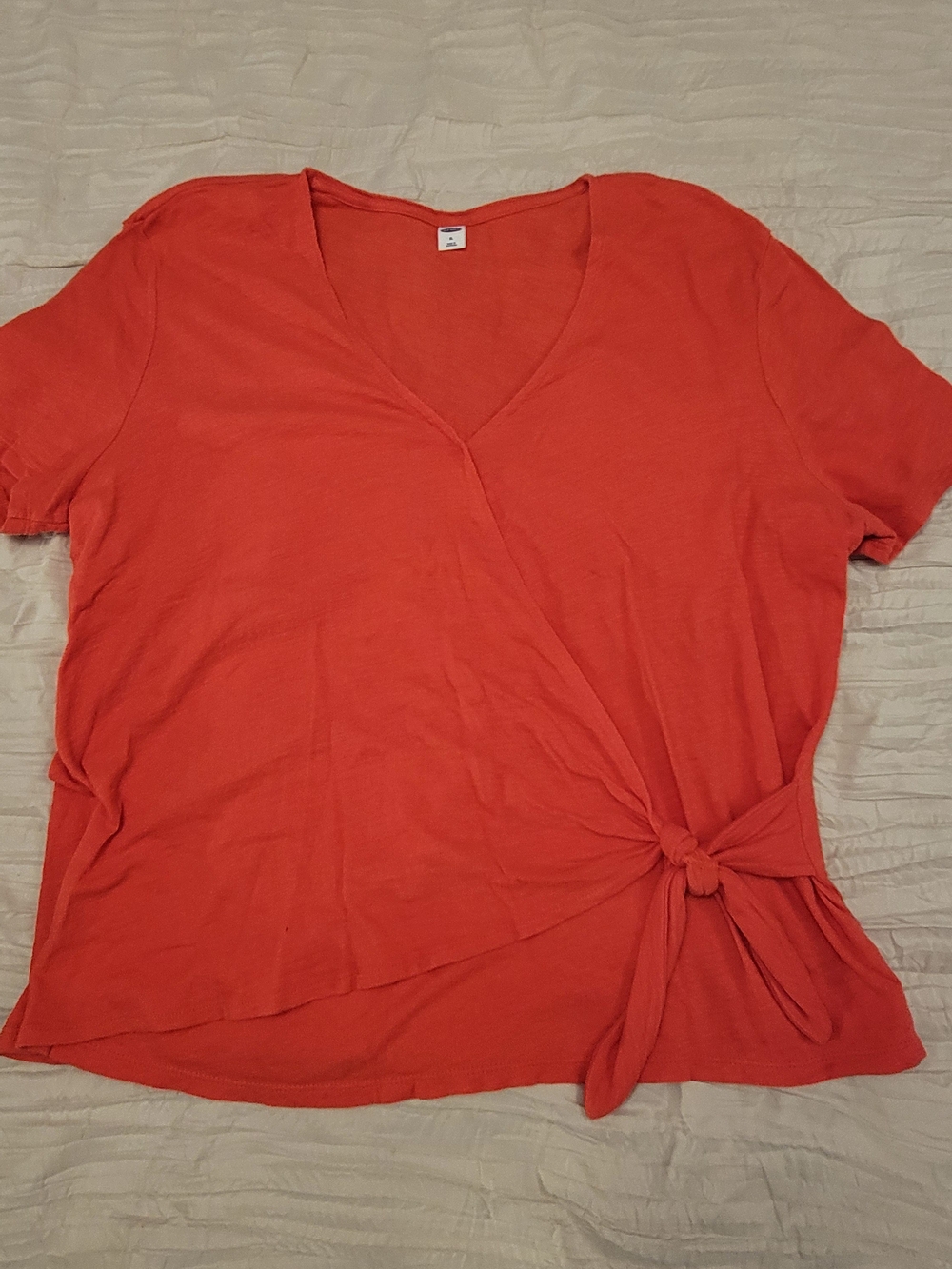 Old Navy Coral Wrap-Front V-Neck Short Sleeve Top
